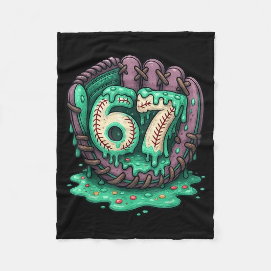 67 Ice Cream Drip Funny Six Seven Baseball  フリースブランケット (正面)