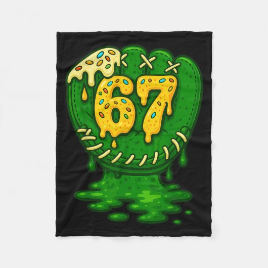 67 Ice Cream Drip Funny Six Seven Baseball  フリースブランケット (正面)