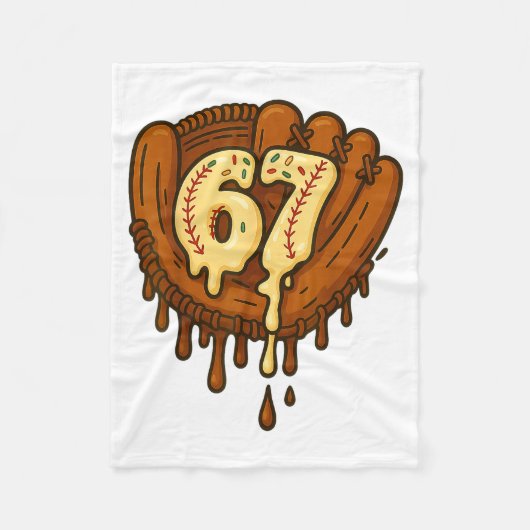 67 Ice Cream Drip Funny Six Seven Baseball  フリースブランケット (正面)