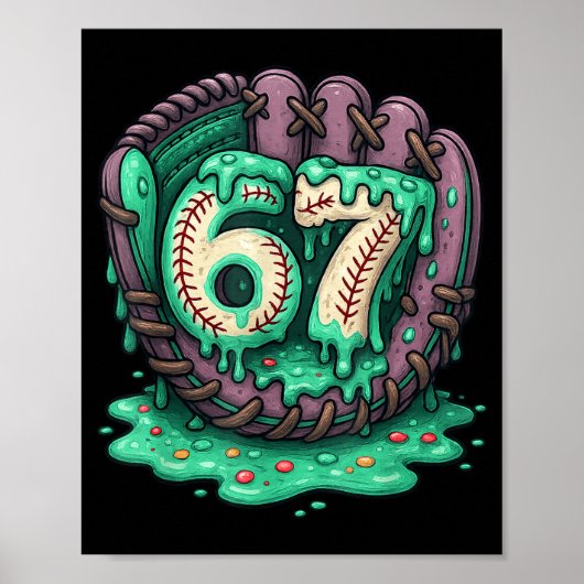 67 Ice Cream Drip Funny Six Seven Baseball  ポスター (正面)