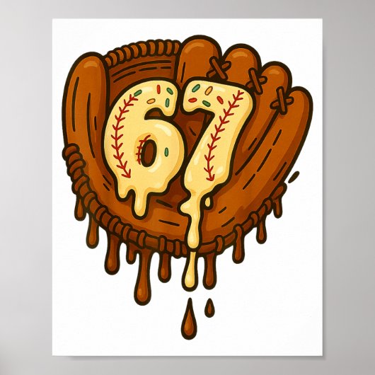 67 Ice Cream Drip Funny Six Seven Baseball  ポスター (正面)