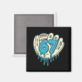 67 Ice Cream Drip Funny Six Seven Baseball  マグネット (正面/裏面)