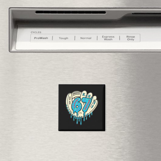 67 Ice Cream Drip Funny Six Seven Baseball  マグネット (インサイチュ (食洗機))