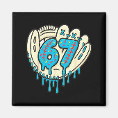 67 Ice Cream Drip Funny Six Seven Baseball  マグネット (正面)