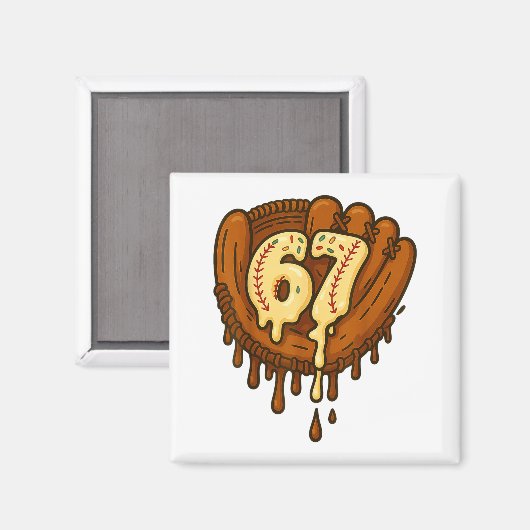 67 Ice Cream Drip Funny Six Seven Baseball  マグネット (正面/裏面)