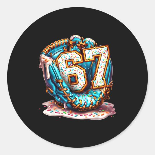 67 Ice Cream Drip Funny Six Seven Baseball  ラウンドシール (正面)