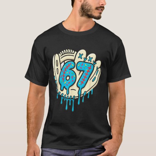 67 Ice Cream Drip Funny Six Seven Baseball Tシャツ (正面)