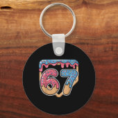 67 Ice Cream Drip Meme Baseball  キーホルダー (正面)