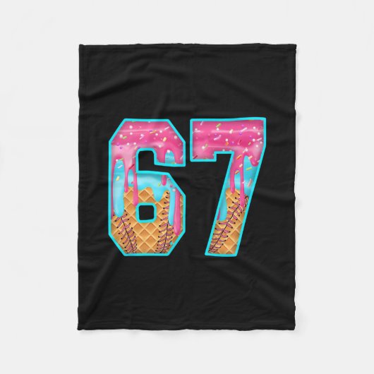 67 Ice Cream Drip Meme Funny Six Seven Funny Numbe フリースブランケット (正面)