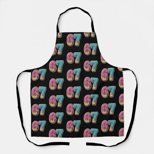 67 Ice Cream Drip Meme Funny Six Seven Gen Alpha  エプロン (正面)