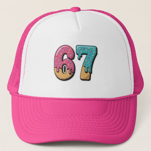67 Ice Cream Drip Meme Funny Six Seven Gen Alpha  キャップ (正面)