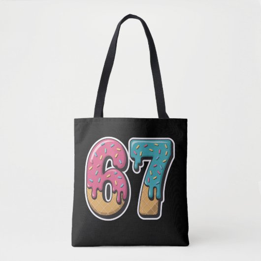67 Ice Cream Drip Meme Funny Six Seven Gen Alpha トートバッグ (正面)
