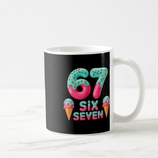 67 Ice Cream Drip Meme Funny Six Seven Gen Alpha S コーヒーマグカップ (右)