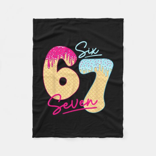 67 Ice Cream Drip Meme Funny Six Seven Gen Alpha S フリースブランケット (正面)