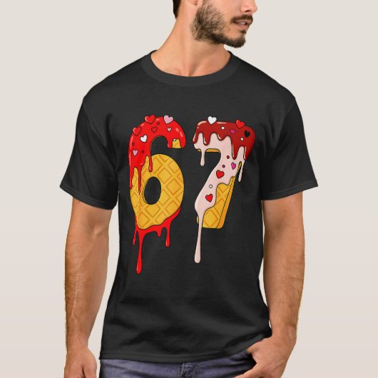 67 Ice Cream Drip Meme Funny Six Seven Valentine D Tシャツ (正面)
