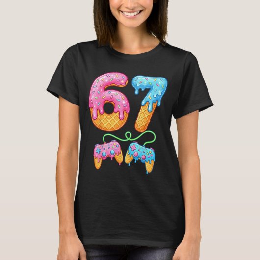67 Ice Cream Drip Meme Gamer Six Seven Gen Alpha S Tシャツ (正面)