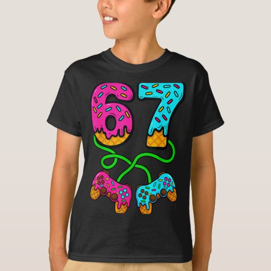 67 Ice Cream Drip Meme Gamer Six Seven Gen Alpha S Tシャツ (正面)