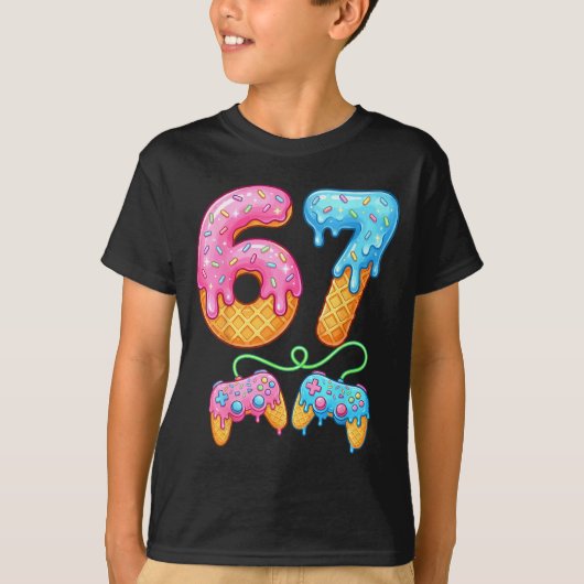 67 Ice Cream Drip Meme Gamer Six Seven Gen Alpha S Tシャツ (正面)