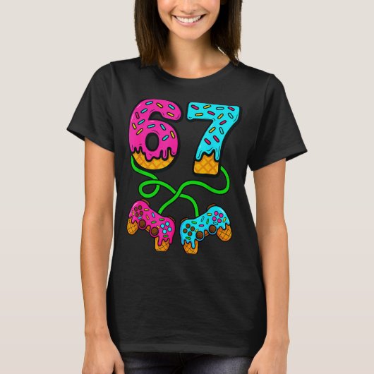67 Ice Cream Drip Meme Gamer Six Seven Gen Alpha S Tシャツ (正面)