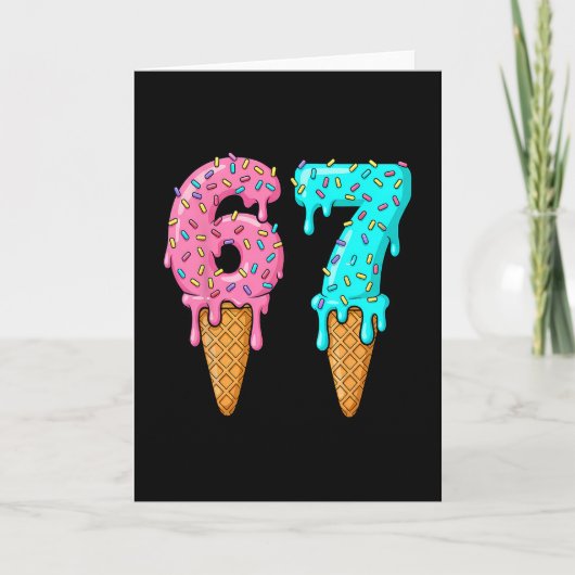 67 Ice Cream Drip Meme Six Seven Gen Alpha Slang  カード (正面)