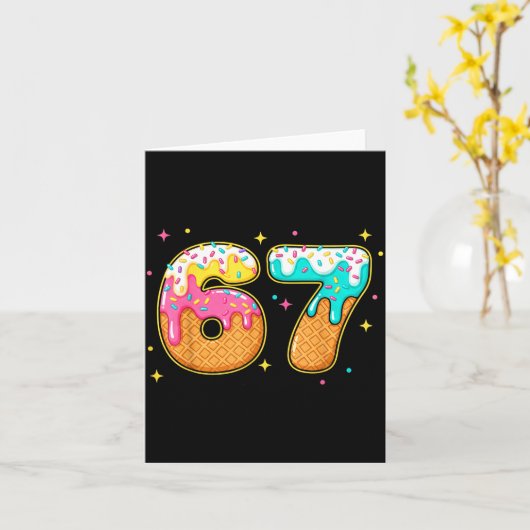 67 Ice Cream Drip Meme Six Seven Gen Alpha Slang  カード (黄色い花)