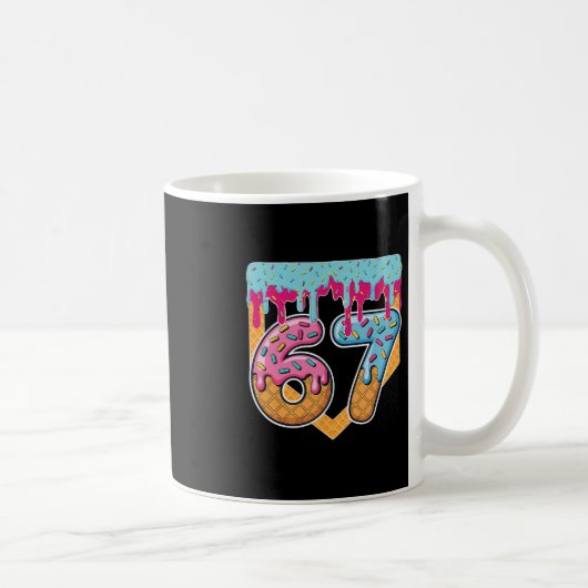 67 Ice Cream Drip Meme Six Seven Gen Alpha Slang  コーヒーマグカップ (右)