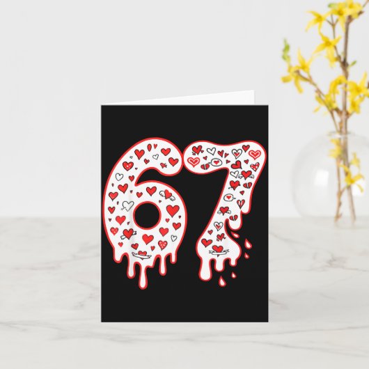 67 Ice Cream Drip Meme Six Seven Gen Alpha Valenti カード (黄色い花)