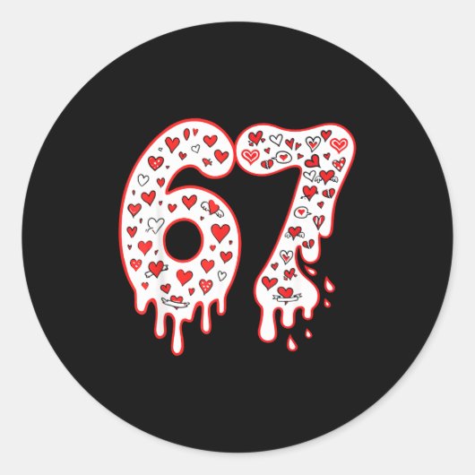 67 Ice Cream Drip Meme Six Seven Gen Alpha Valenti ラウンドシール (正面)