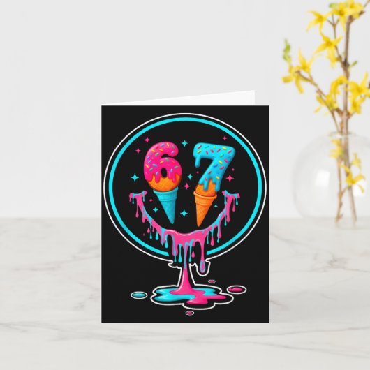 67 Ice Cream Drip Number 67 Player 67th Birthday  カード (黄色い花)