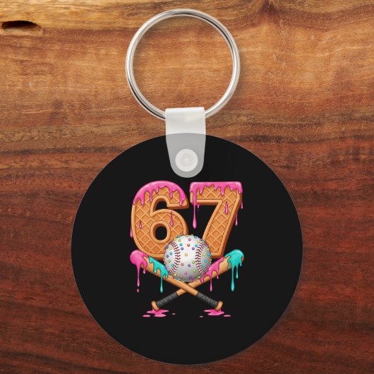 67 Ice Cream Drip Sell Number 67 Player 67th Birth キーホルダー (正面)