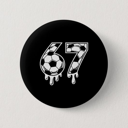 67 Ice Cream Drip Soccer Gen Alpha Six Seven Meme  缶バッジ (正面)
