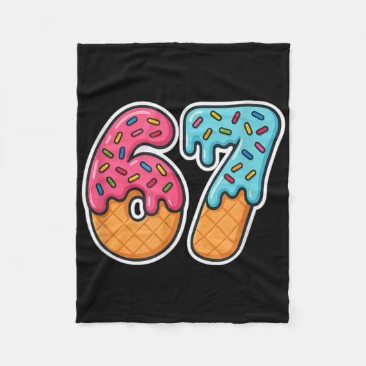 67 Ice Cream Meme Drip Six Seven Slang Gen Alpha  フリースブランケット (正面)
