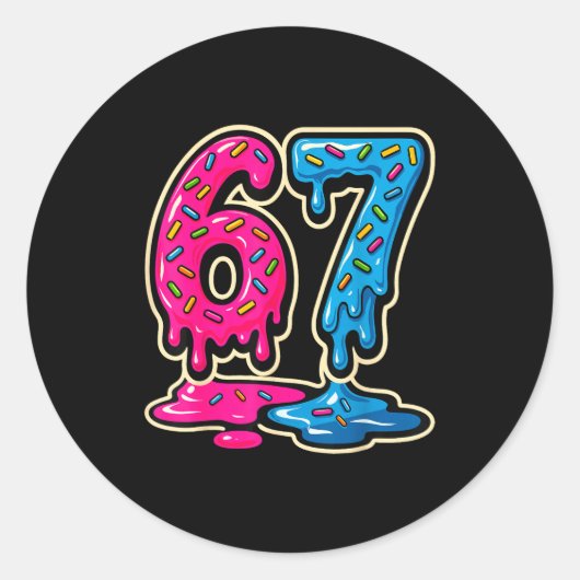 67 Ice Cream Meme Six Seven ラウンドシール (正面)