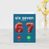 67 Is Calling Funny Meme 67 Accept Silly Six Seven カード (黄色い花)