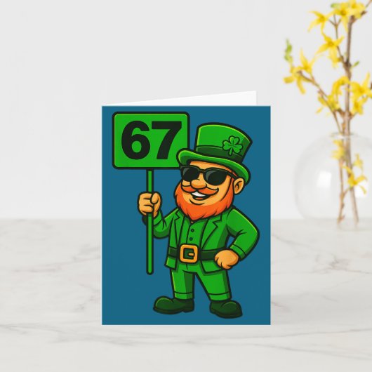 67 Leprechaun Six Seven Gen Meme Lucky Vibes St Pa カード (黄色い花)