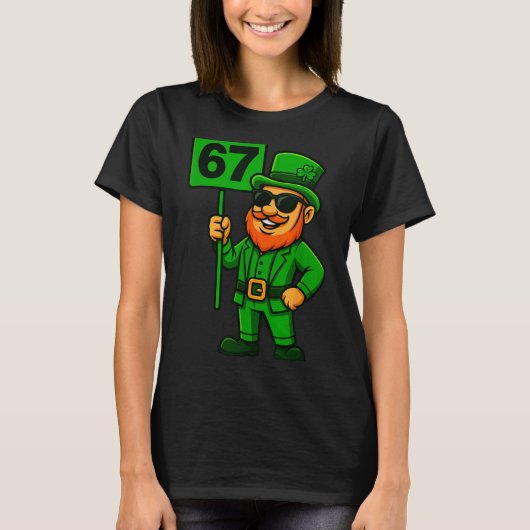 67 Leprechaun Six Seven Gen Meme Lucky Vibes St Pa Tシャツ (正面)