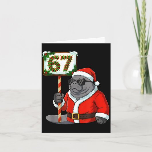 67 Manatee Christmas Six Seven Meme Brainrot Manat カード (正面)