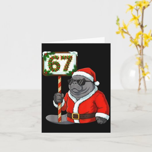 67 Manatee Christmas Six Seven Meme Brainrot Manat カード (黄色い花)