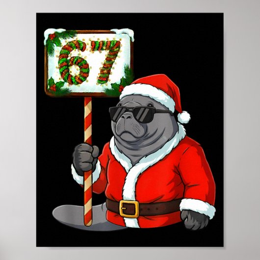 67 Manatee Christmas Six Seven Meme Brainrot Manat ポスター (正面)