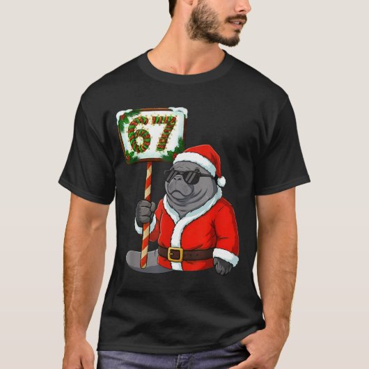 67 Manatee Christmas Six Seven Meme Brainrot Manat Tシャツ (正面)