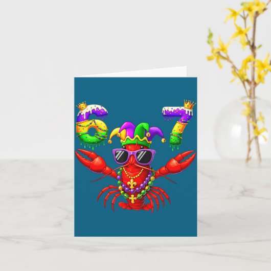67 Mardi Gras Crawfish Beads Six Seven Carnival Bo カード (黄色い花)