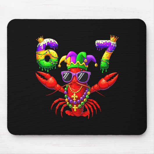 67 Mardi Gras Crawfish Beads Six Seven Carnival Bo マウスパッド (正面)