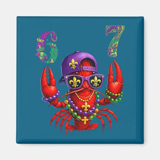 67 Mardi Gras Crawfish Beads Six Seven Carnival Bo マグネット (正面)