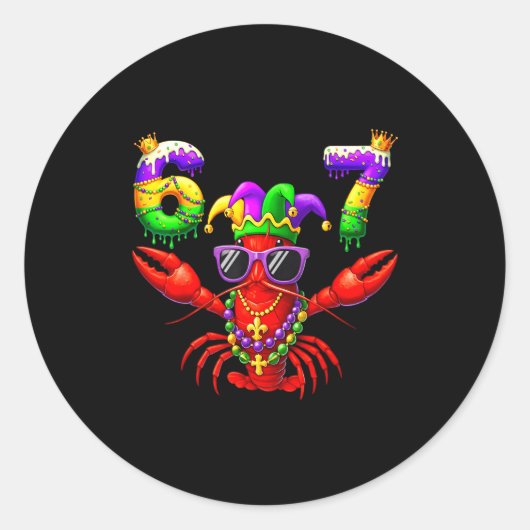 67 Mardi Gras Crawfish Beads Six Seven Carnival Bo ラウンドシール (正面)