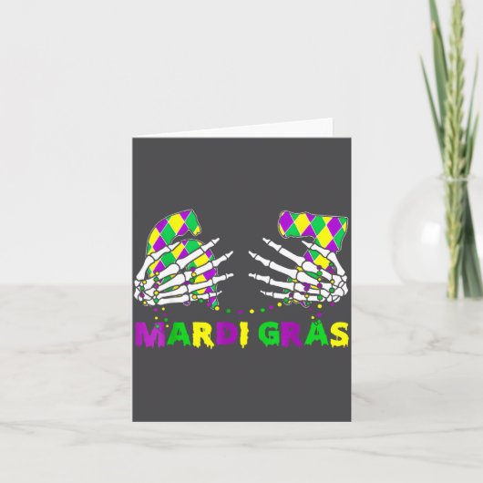 67 Mardi Gras Skeleton Hands Fleur De Lis 6 7 Meme カード (正面)