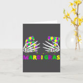 67 Mardi Gras Skeleton Hands Fleur De Lis 6 7 Meme カード (黄色い花)