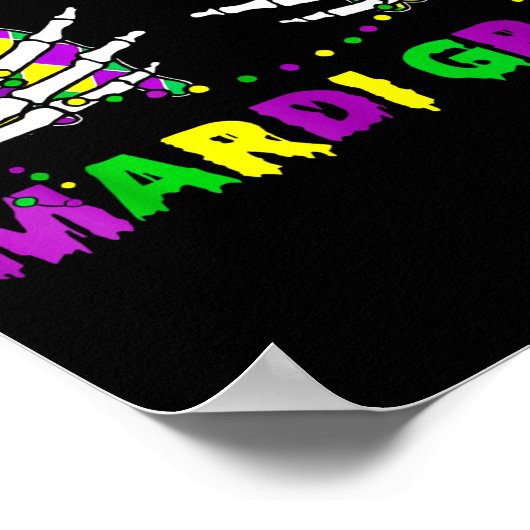 67 Mardi Gras Skeleton Hands Fleur De Lis 6 7 Meme ポスター (角)