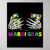 67 Mardi Gras Skeleton Hands Fleur De Lis 6 7 Meme ポスター (正面)