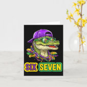 67 Mardigator Alligator Mardi Gras Six Seven Funny カード (黄色い花)