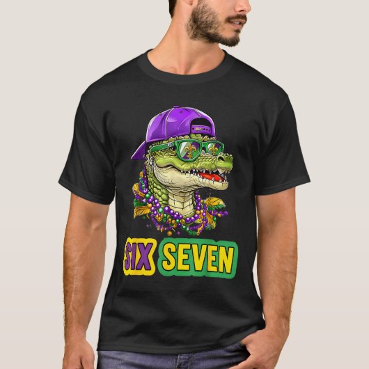 67 Mardigator Alligator Mardi Gras Six Seven Funny Tシャツ (正面)